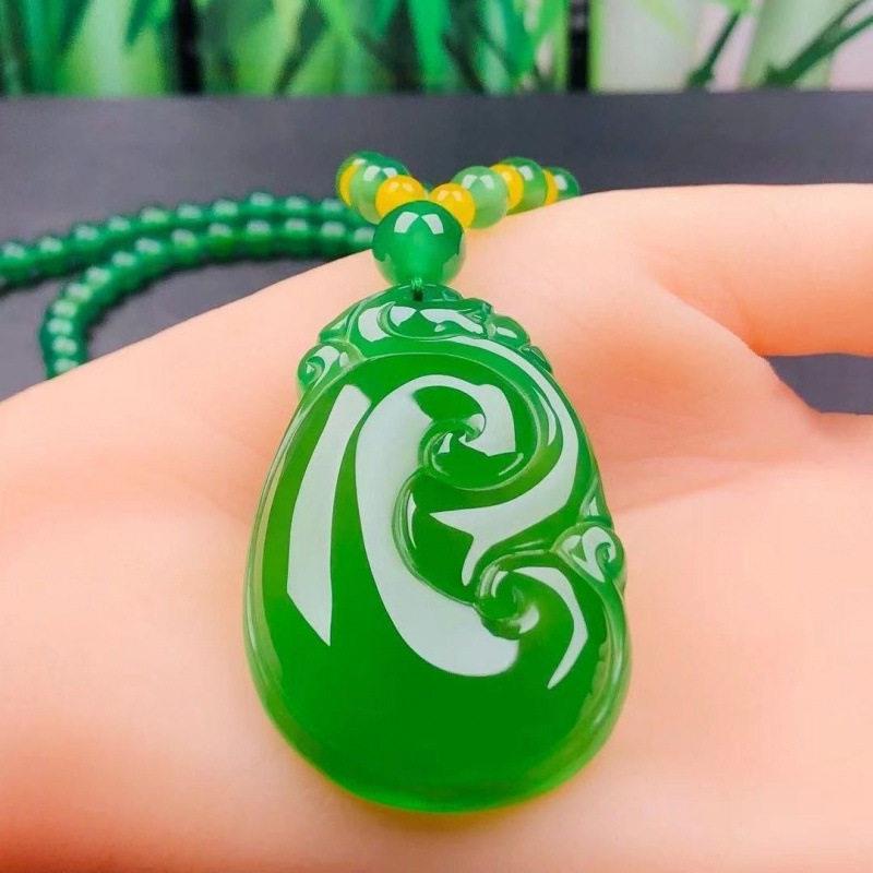 氧擎严选帝王绿翡翠项链新款香港正品平安扣轻奢小众高级感吊坠女