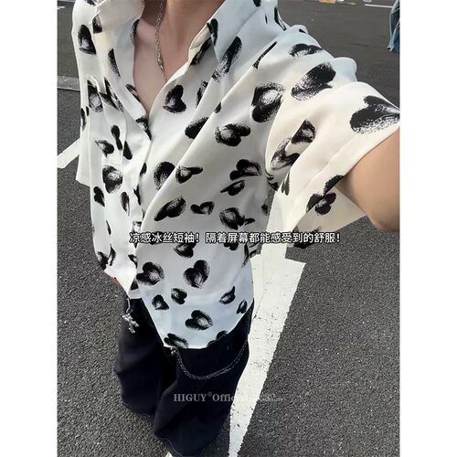 夏季凉感冰丝短袖宽松衬衫