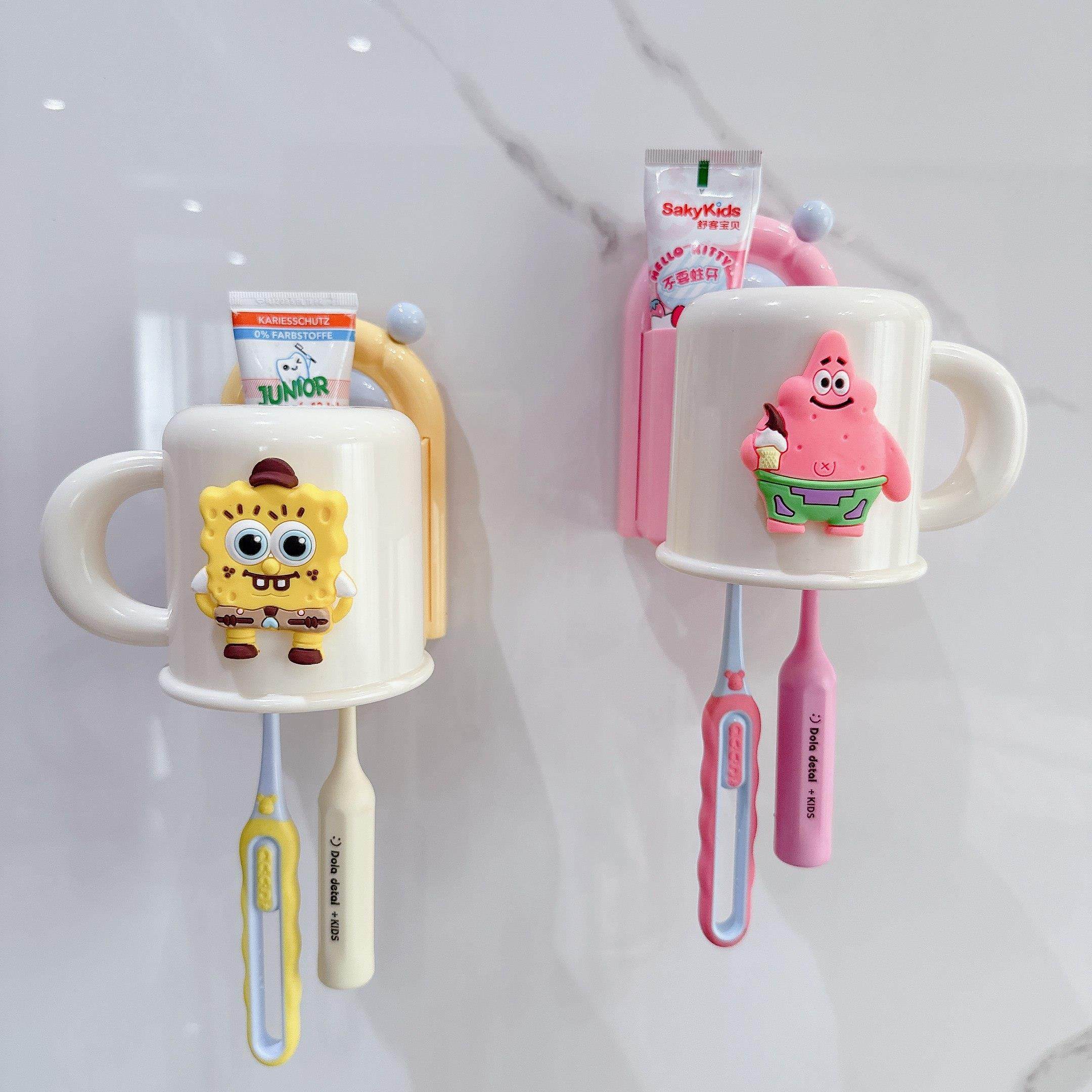 2025新款儿童刷牙杯电动牙刷置物架壁挂式男女孩漱口杯子牙缸牙具