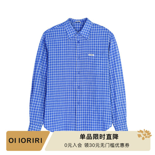 OIIORIRI拼接格纹撞色衬衫