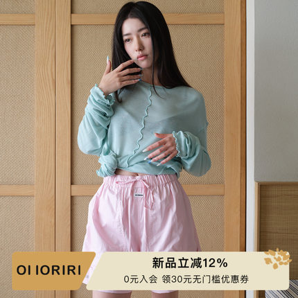 OIIORIRI 胶囊系列夏日棉质设计感抽绳翻边阔腿短裤2026