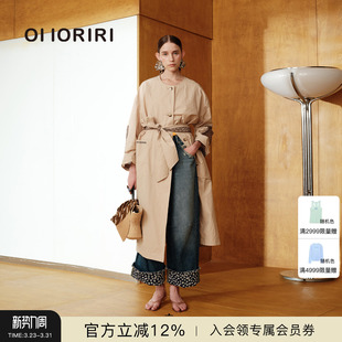 纯棉网格蕾丝廓形风衣单排扣圆领外套2026春夏 OIIORIRI 新品