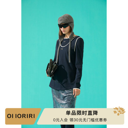 OIIORIRI纯棉夹边圆领长袖上衣