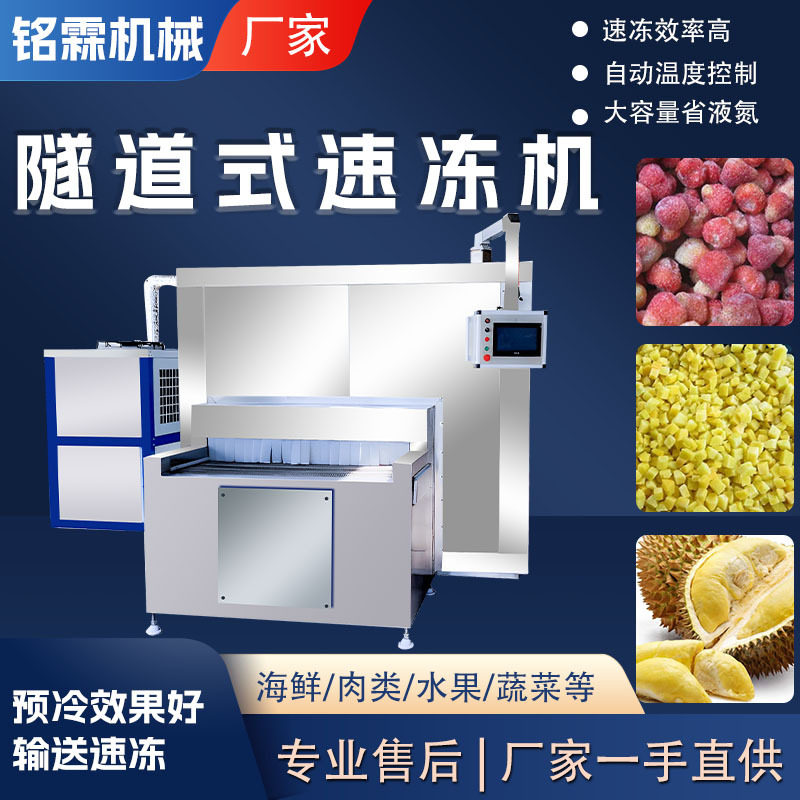商用冰冻草莓黄桃全自动速冻设备大型果蔬丁低温隧道式速冻机