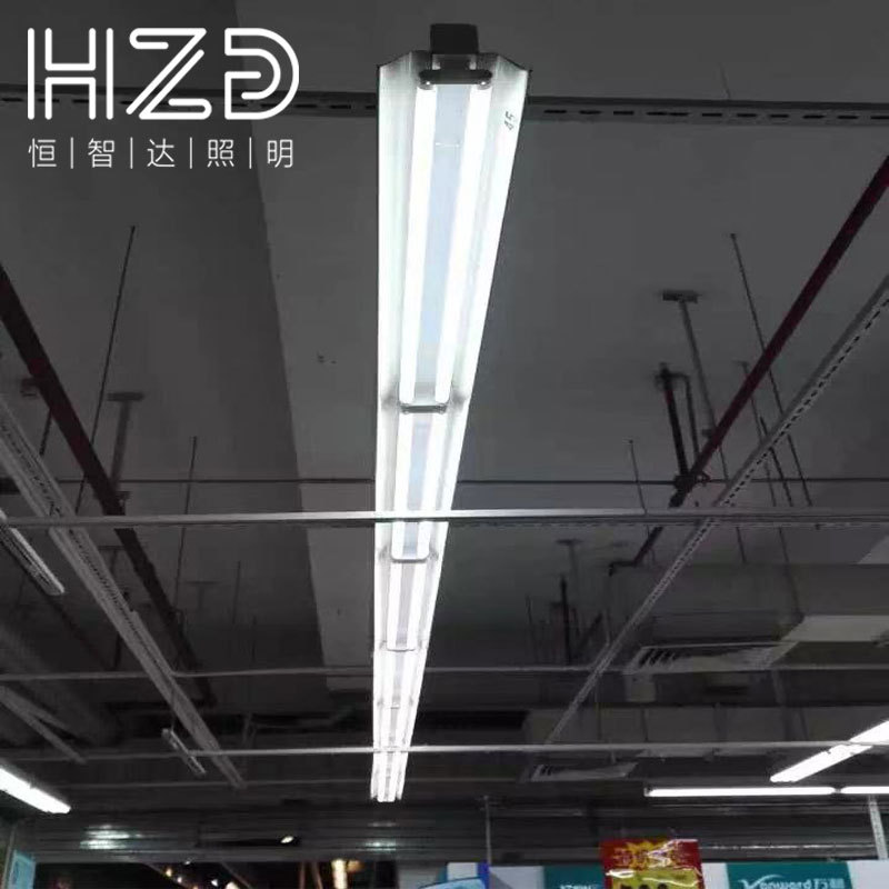 6米长带罩铝合金支架日光灯超市线槽桥架吊灯商场入口T8双支吊灯
