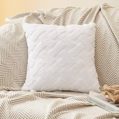 新款毛绒飘窗抱枕沙发客厅靠背靠垫靠枕高条形格轻奢感枕抱套不级