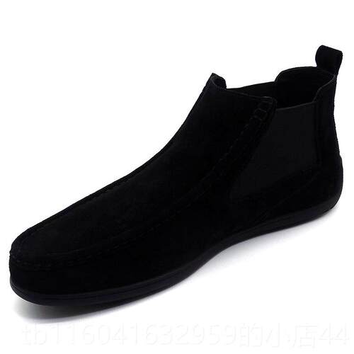 新款棉鞋男冬季保暖加绒男磨砂高帮鞋版男士韩休闲男鞋真毛皮翻皮