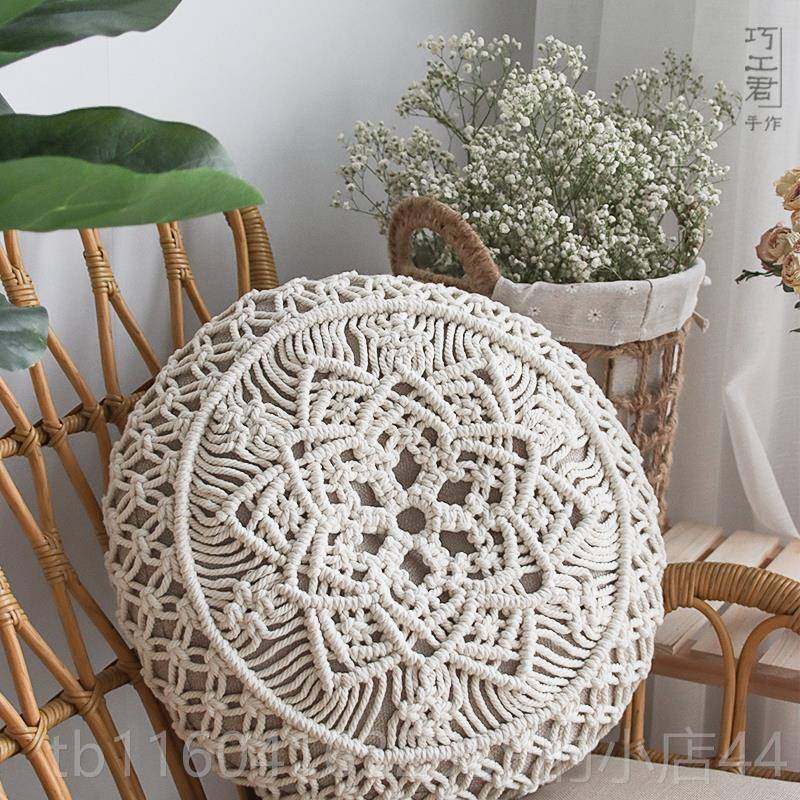 新款欧编织蒲团抱枕榻榻窗米圆坐墩沙发阳靠台飘靠枕北棉绳材质坐