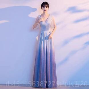 高档大合唱出服诗款 歌朗诵主持人长裙表演宴会连衣裙七演一新晚礼