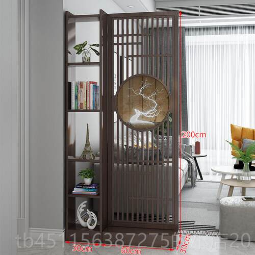 高档新中式客屏风玄隔断厅实木镂空落地栅栏卧遮室挡家用进门入户