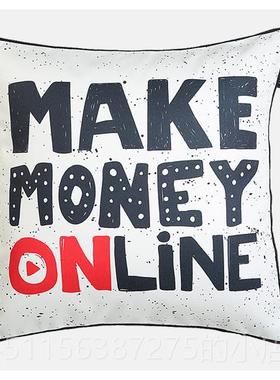 正品Bailand 0479lif is bettr 黄色印腰枕抱枕e沙发靠垫e抱花枕