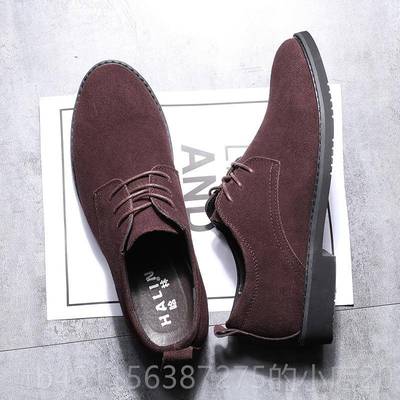 正品夏季2025新皮真英伦磨砂皮鞋男款休闲 反绒皮男翻毛百鞋搭加