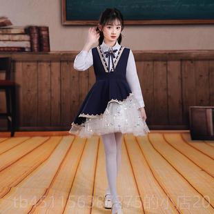 高档儿学童男女大唱演出服英伦风主持人中小生红歌诵比赛合表朗演