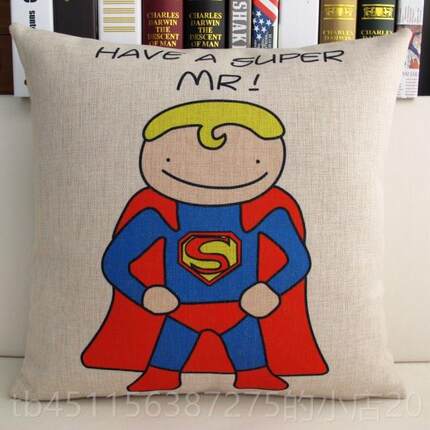 正品抱uper Mr.Mrs.卡通情侣棉S麻枕靠垫腰含枕芯结婚礼物汽车沙