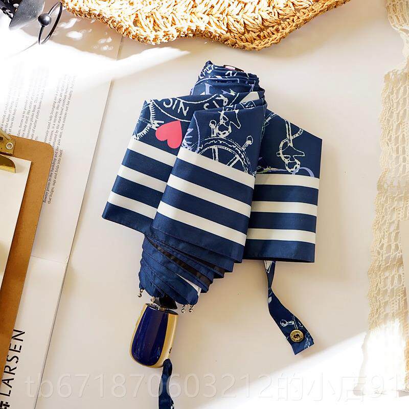 高档韩国胶意小新卡通自动晴雨伞折叠女黑防晒防紫外清线伞两用雨