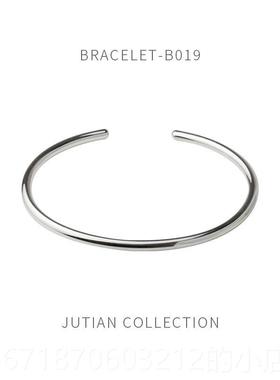 正品J UTIAN 纯银手镯女ins潮约简冷淡风光面本基款气质百搭银饰