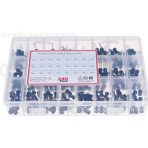 240PCS 24种每种规格10个6x8mm 2.2uH-100mH DIP 功率工字电感器