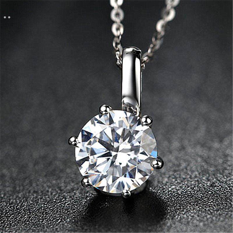 淘热卖经典六爪2克拉吊坠 日韩版秀气仿莫桑钻爪镶嵌裸钻吊坠