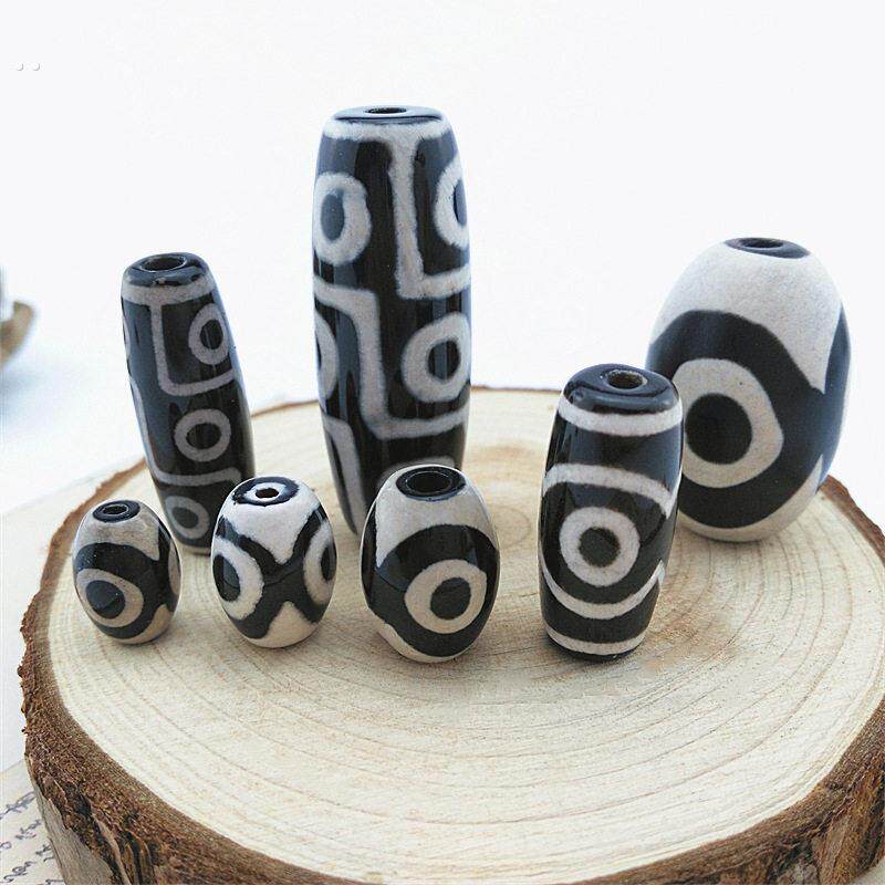 黑玛瑙三眼九眼天珠  西藏藏式传老天珠手链手串散珠玛瑙手串隔珠