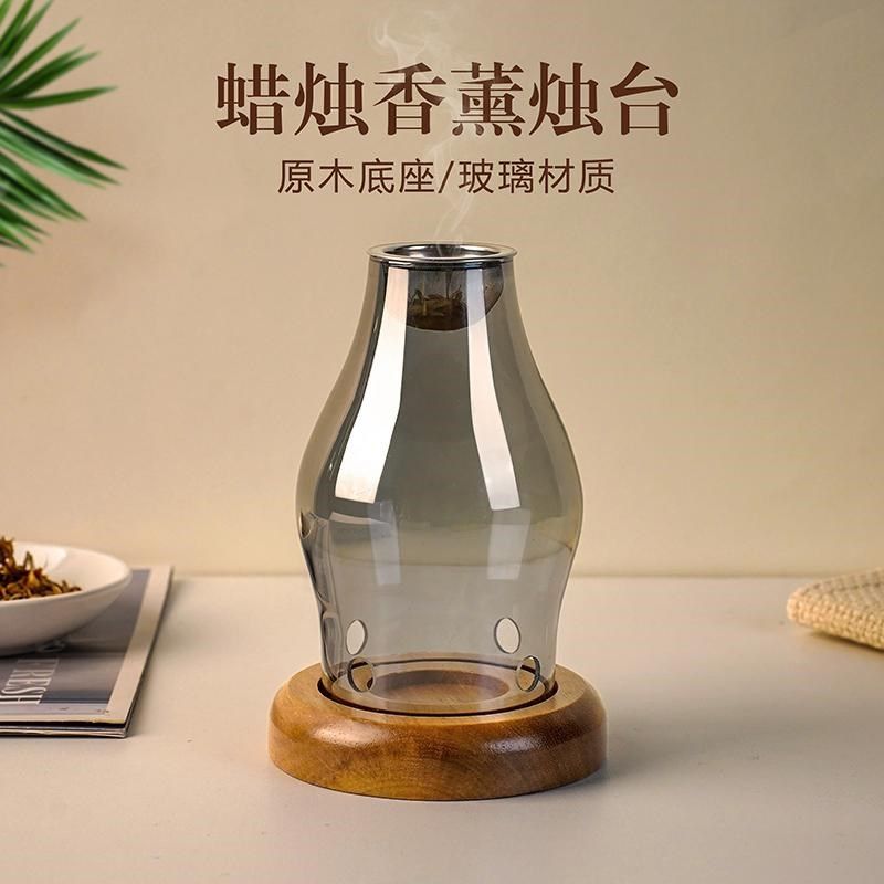 创意复古蜡烛香薰灯沉香原木碎料隔火熏香炉家用卧室玻璃香薰炉,家居饰品,烛台,淘宝优惠券,粉丝福利购,淘宝优惠卷
