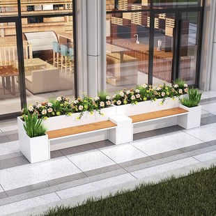 户外定制花箱座凳商场座椅组合铁艺花坛样品屋展示中心隔断花箱卡