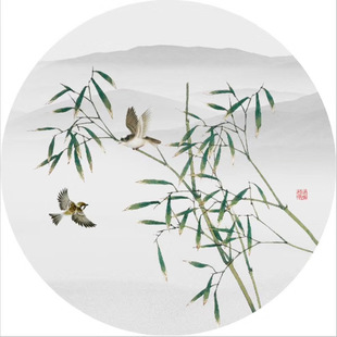 新中式屏风纱画乔其纱定制屏风花格专用半透明画布山水花鸟荷花图