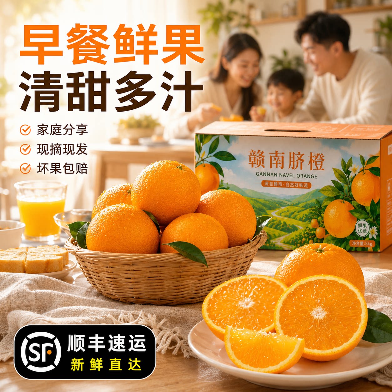 正宗江西赣南脐橙当季新鲜水果橙子产地直发甜多汁家庭装顺丰包邮