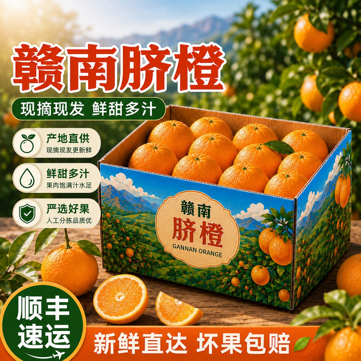 赣南脐橙10斤装江西赣州当季新鲜水果橙子整箱现摘产地直发顺丰
