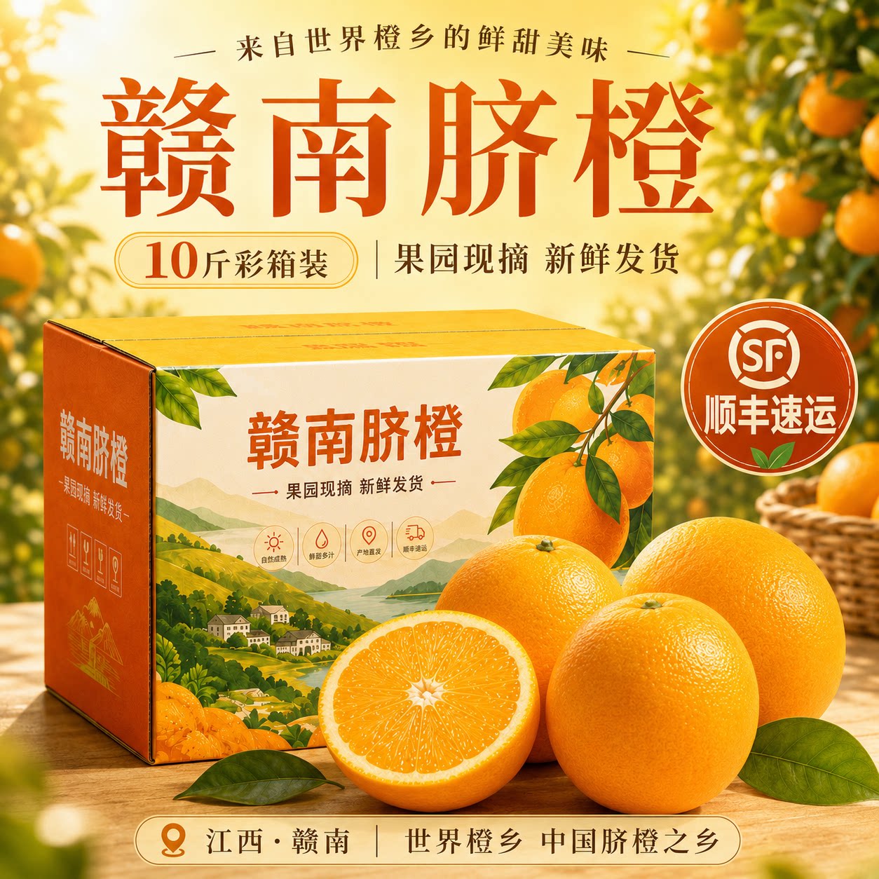 赣南脐橙10斤装正宗江西赣州当季新鲜水果橙子整箱产地直发顺丰