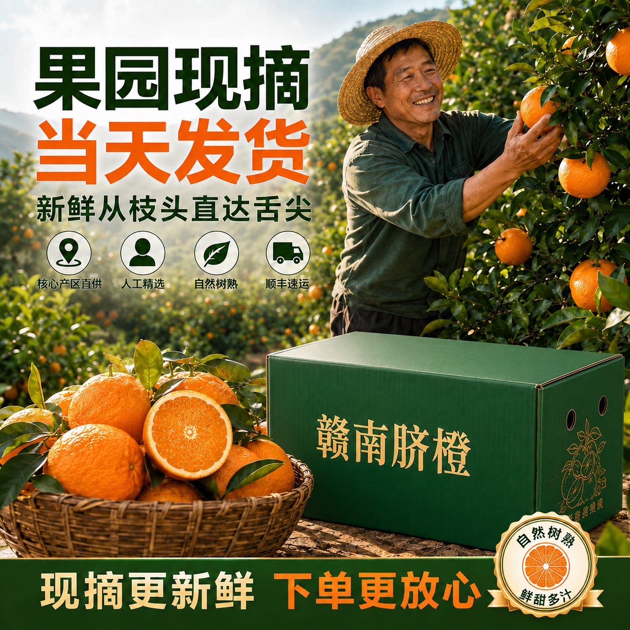 赣南脐橙江西赣州10斤装正宗新鲜水果当季整箱现摘顺丰产地直发