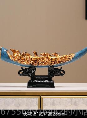 正品新中式玄关马摆件客业厅品招财办公室书房酒柜饰工艺开装乔迁