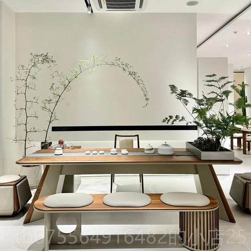 正品新中式待202年茶新款茶桌5办公室实木接茶台现代轻奢胡桃木泡