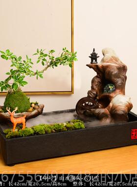 正品假新式中客厅招财流摆水生财件玄关落地桌面山喷泉瀑布微景观