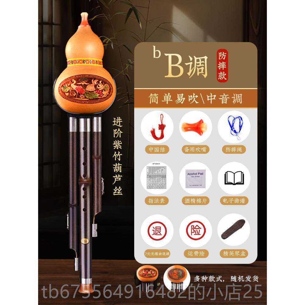 正品天然学葫芦丝器初者C调降B防摔儿童小学生调专用旗紫竹楠竹舰
