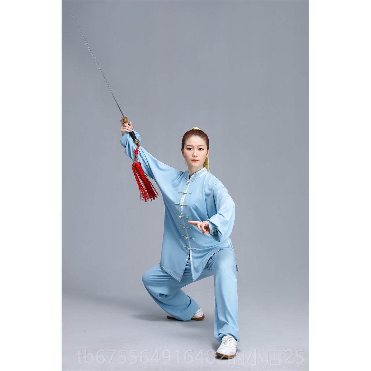 正品运弹力棉长袖太极服春秋中老年女同款武男术练表演服功武服晨