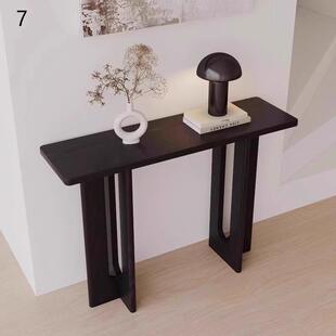 侘寂风黑色玄关全实木工厂客厅家具茶几桌美术馆展览过道玄关摆设