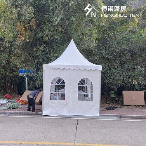 半小时搭建一座户外防水防晒尖顶帐篷夜市小摊广告推广宝塔帐篷