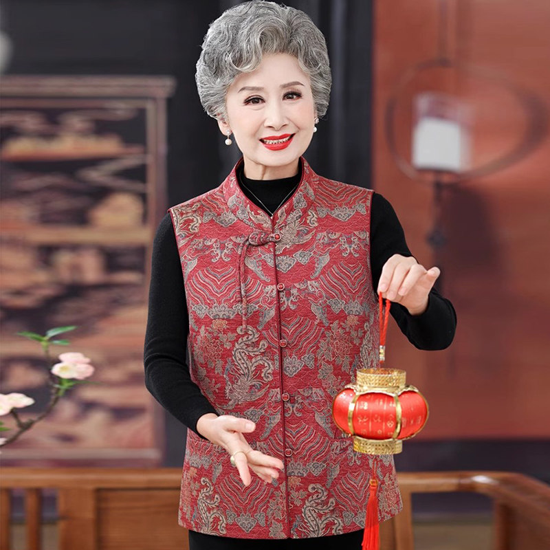 老年人奶奶装春装马夹外套中老年中老年女装