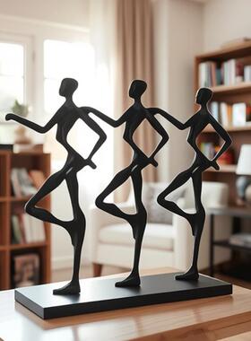 现代简约设计感三人舞蹈摆件客厅电视柜样板间酒店商场陈列装饰品