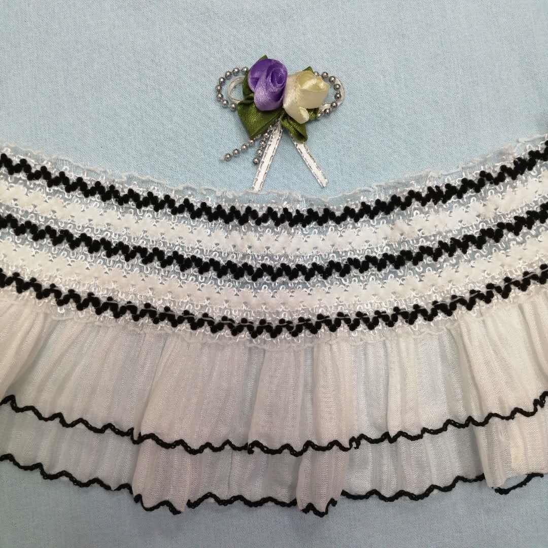 弹力双层压褶荷叶边双色百褶花边现货服装玩具饰品DIY辅料