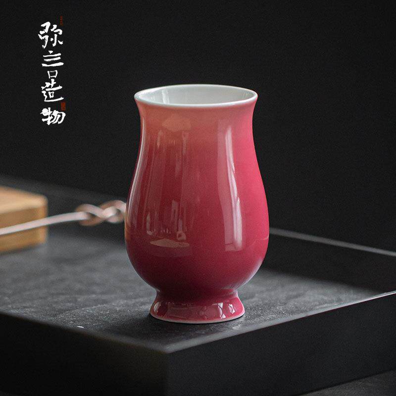 弥言 胭脂红主人杯手工陶瓷薄胎茶杯功夫茶杯家用品茗杯复古现代
