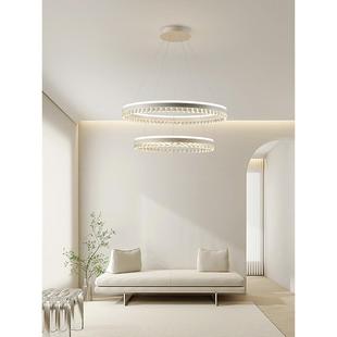 客厅吊灯2023年新款 现代简约大气主灯圆环水晶餐厅卧室房间灯具