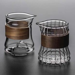 竹筒公道杯耐热玻璃加厚分茶器家用透明茶海匀杯倒茶器公杯