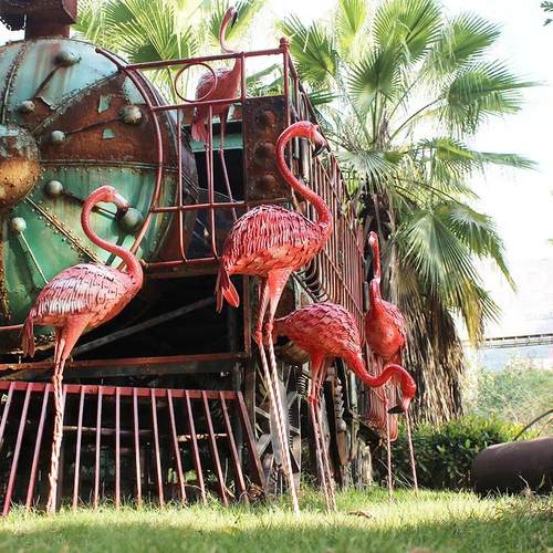 百界仿真铁艺火烈鸟园林花园动物摆件婚庆道具摄影派对橱窗装饰