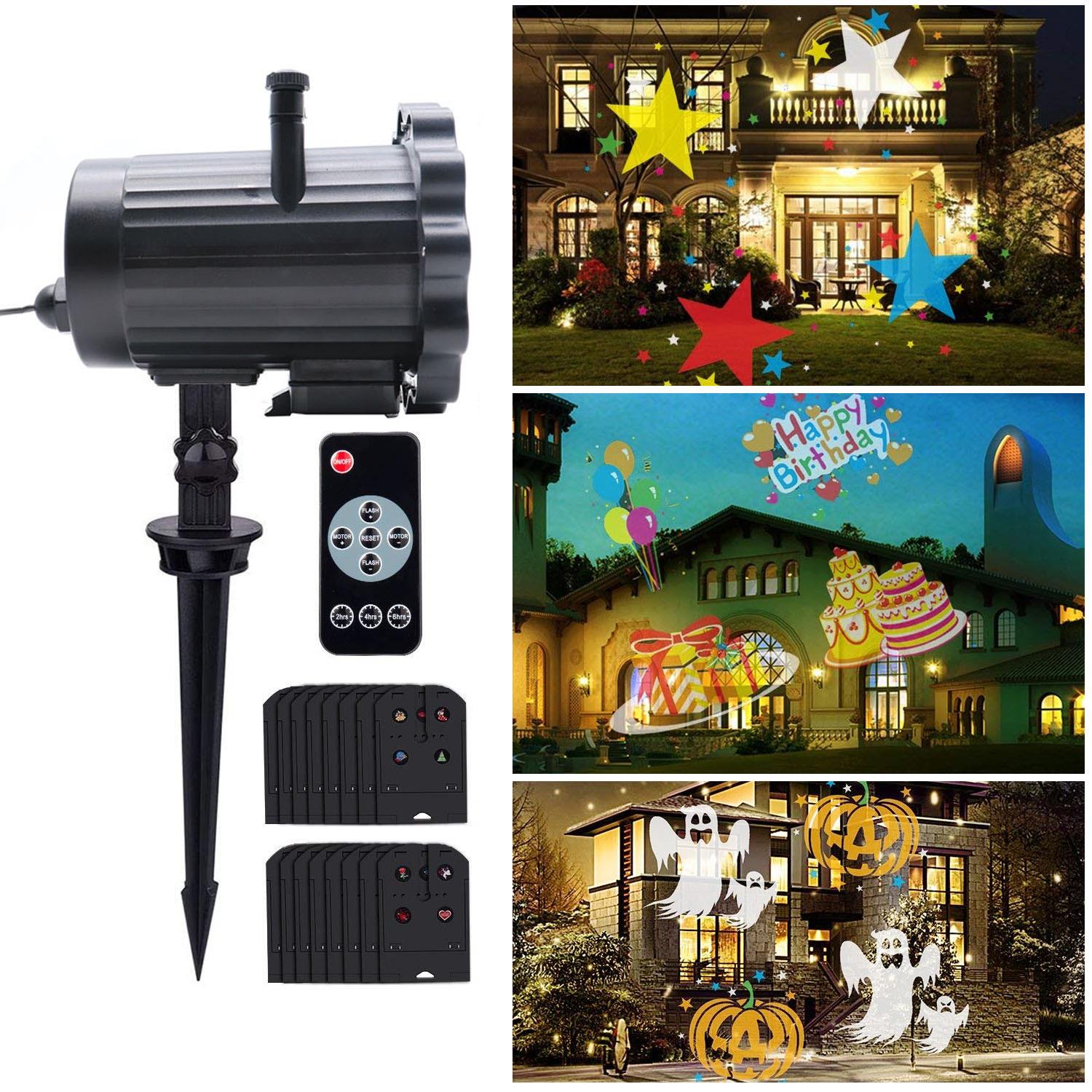 现货遥控投影图案插卡灯LED插地草坪灯户外防水灯圣诞万圣投光灯