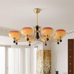 新款 胡桃木包豪斯客厅灯吊灯焦糖色中古复古卧室房间餐厅吊灯灯具