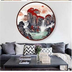 2025年新款 5D钻石画鸿运当头满钻水晶客厅十字绣红运圆形砖石风景