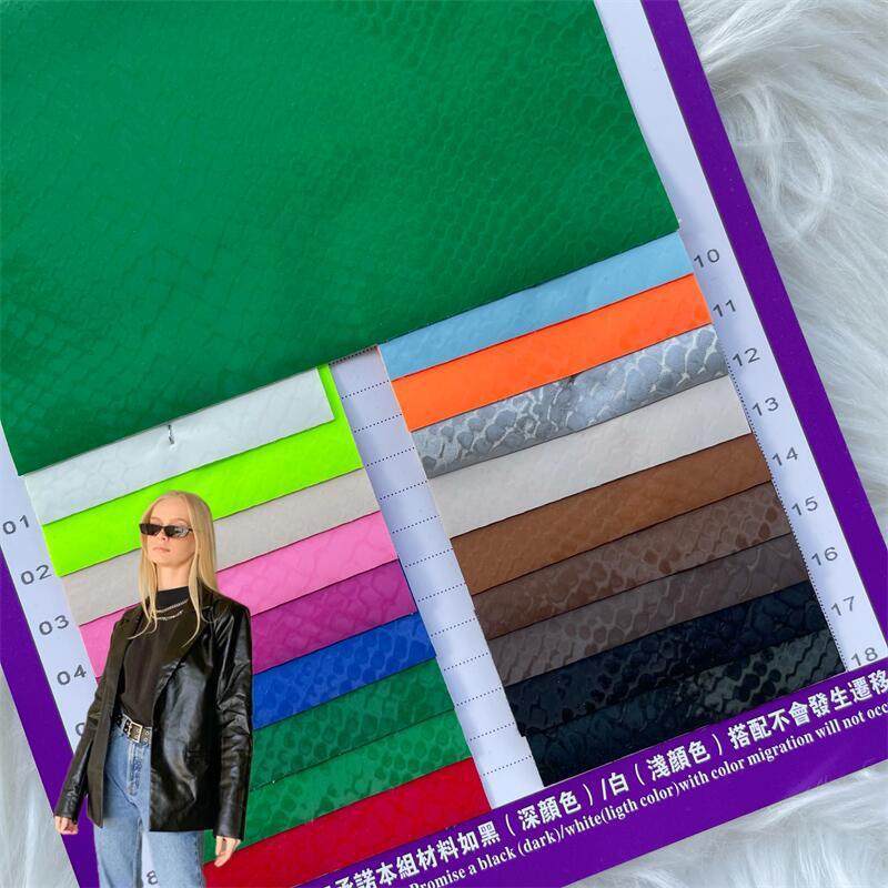 0.5mm蛇纹四面弹力底PU服装皮革面料箱包男女装童装皮衣皮裤皮裙