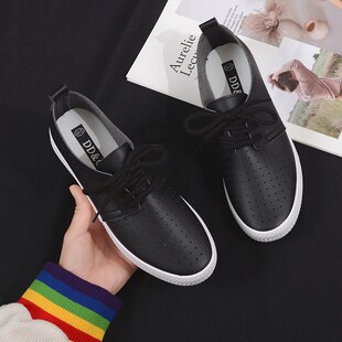 夏季薄款透气浅口小白鞋女鞋夏款百搭平底单鞋女工作鞋休闲白鞋子