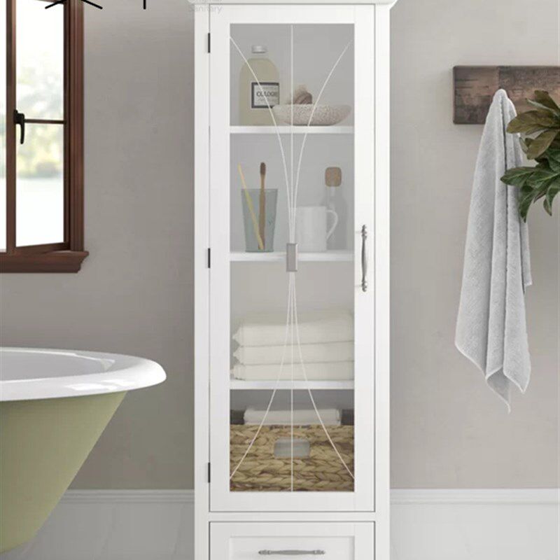 美式浴室柜客厅边柜侧柜落地书柜置物柜实木储物柜卫生间收纳立柜